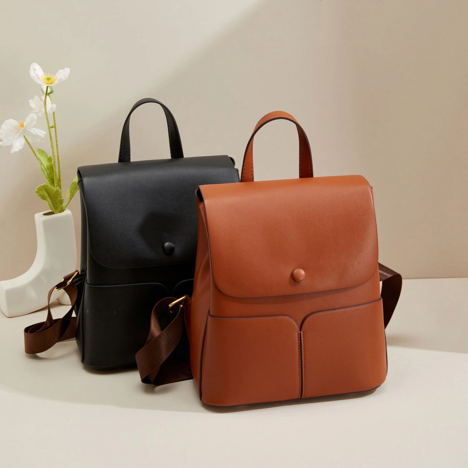 ooobag brown leather backpack for women