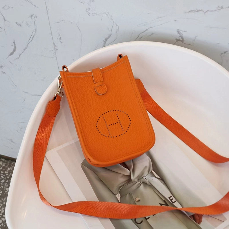 ooobag orange vegan cross body leather phone bag