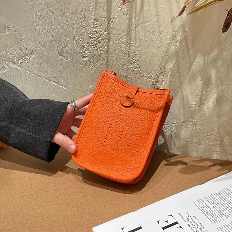 ooobag orange vegan cross body leather phone bag