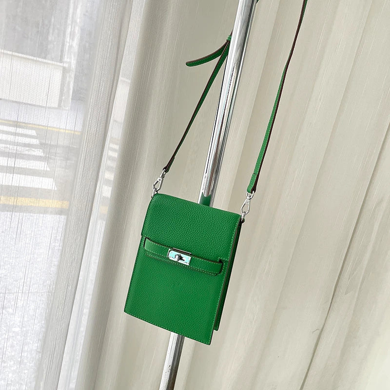 ooobag green vegan leather crossbody kelly phone bag