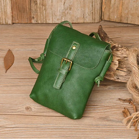 ooobag green vegetable vintage vegan leather crossbody phone bag
