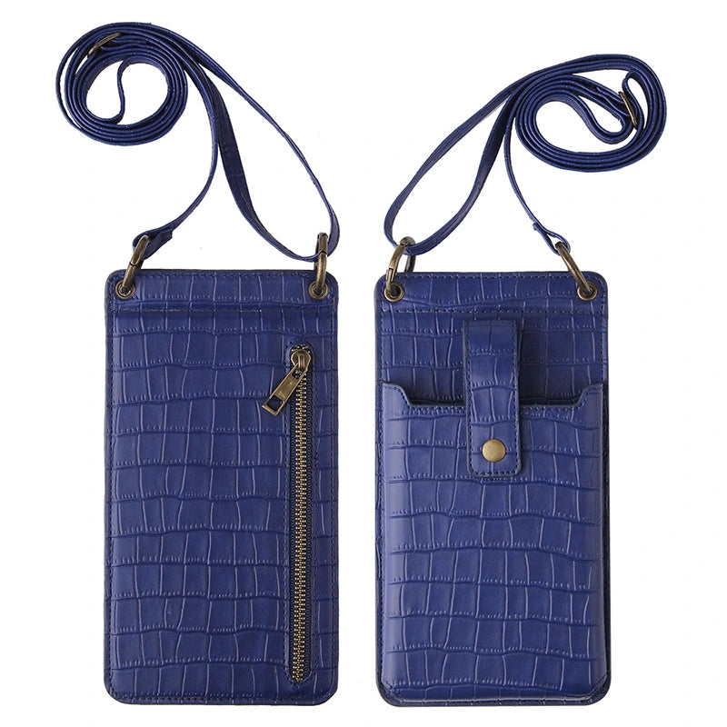 ooobag blue croc leather phone bag
