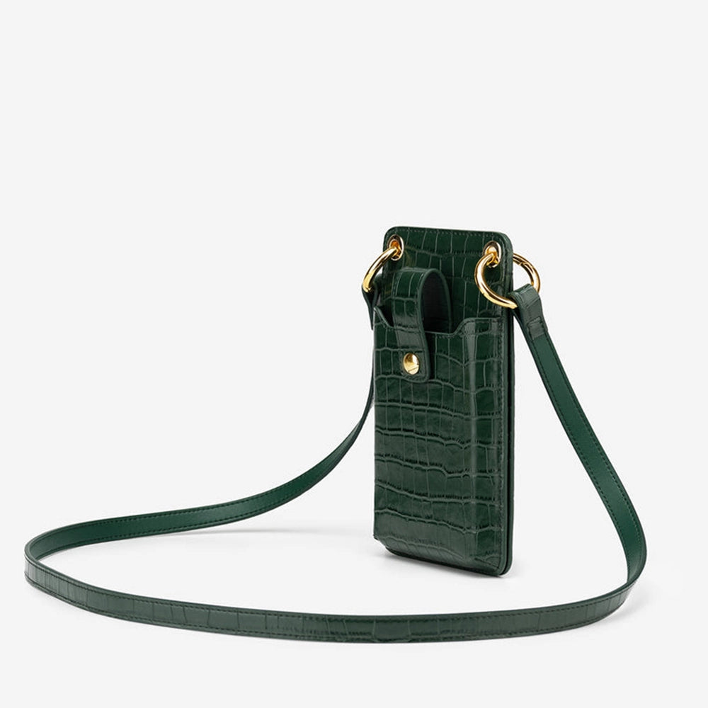 ooobag green croc leather phone bag