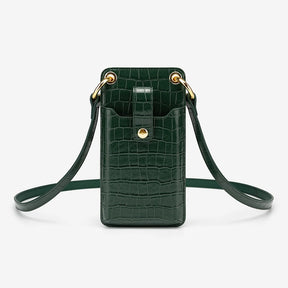 ooobag green croc leather phone bag