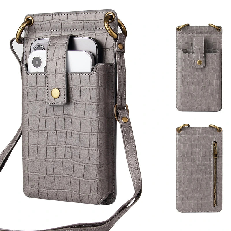 ooobag grey croc leather phone bag