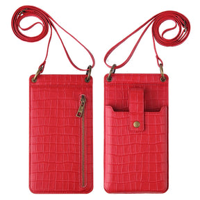 ooobag red croc leather phone bag