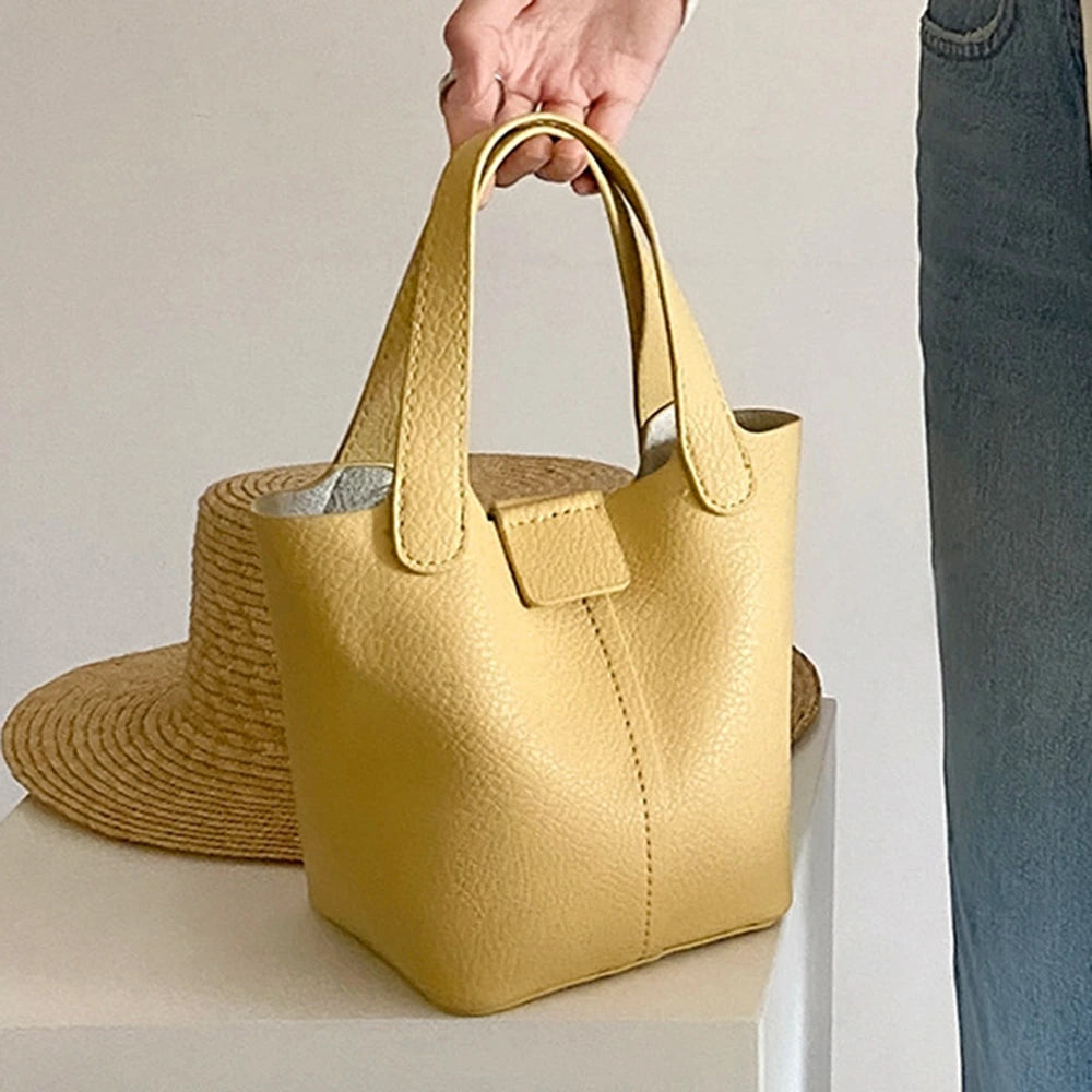 ooobag pastel yellow leather tote bag