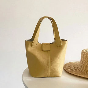 ooobag pastel yellow leather tote bag