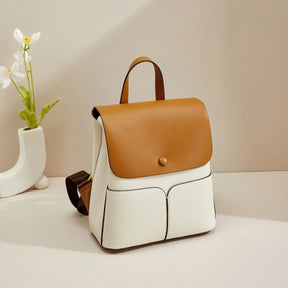 ooobag cream leather backpack for women