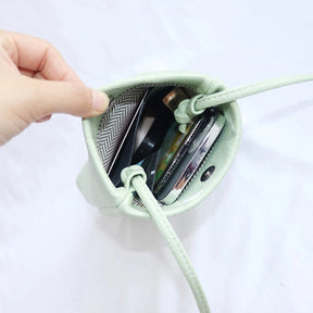 ooobag pastel sage leather cell phone crossbody bag
