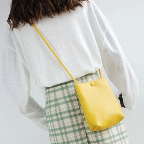 ooobag mustard leather cell phone crossbody bag