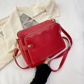 ooobag red vegen leather messenger bag